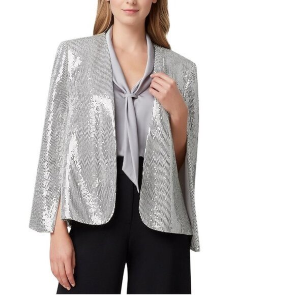 Tahari Asl Petite Shiny Cape Jacket - Picture 1 of 8